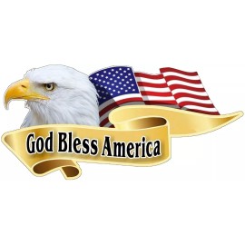 GOD BLESS AMERICA BALD EAGLE BUMPER STICKER TOOLBOX STICKER HARD HAT STICKER