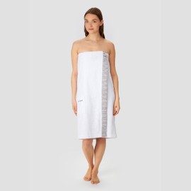 Schiesser Terry Sauna Kilt Rome for Women | 100% Cotton from Sustainable Production | Soft, Absorbent, 3-Way Width Adjustable | 36-44 | White