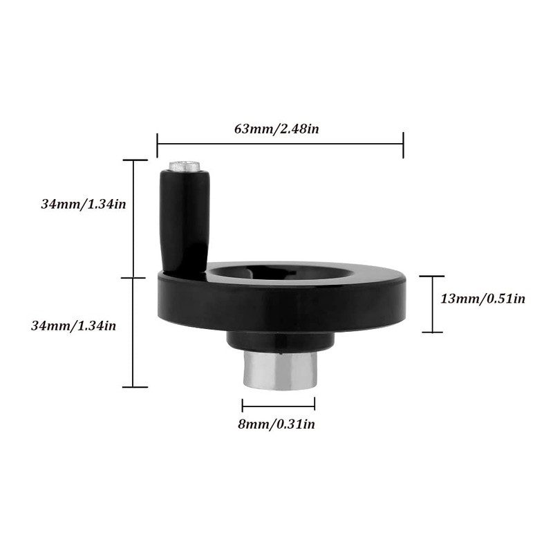 Fafeicy Hand Wheel with Rotating Handle, Milling Machine with Black