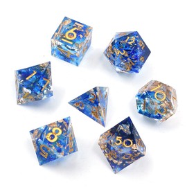 DollaTek Upscale Resin Transparent Dnd dice set Polyhedral Dice rpg dice dados rol D4 D6 D8 D10 D12 D20 Dice Set - Clear Blue