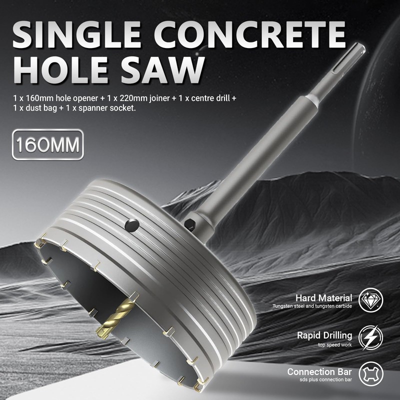 FROOOK 6-5/16" Concrete Hole Saw, Tungsten Steel Core Bit with