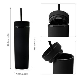 Mousyee Tumblers with Lids and Straws, Tumblers Plastic with Straw 450ml/160Z Bright Colored Insulated Double Walled Tumblers Sweat-proof Water Tumblers for Cold Drinks Home Office Fits Most Cupholder