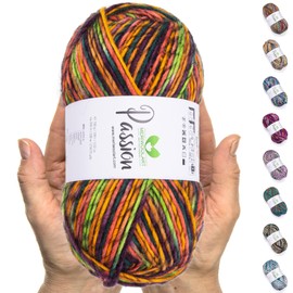 MeriWoolArt® Merino Wool for Knitting - 200 m Multicoloured Thick Merino Wool - Soft Wool for Crochet and Arm Knitting for Sweaters, Scarves, Blankets, Cloths, DIY Knitting Projects