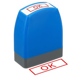 PATIKIL OK Stamp Self Inking Red Ink Office Stamps Pre-Inked Messages Stamp Refillable Business Stamp Style 1 Blue