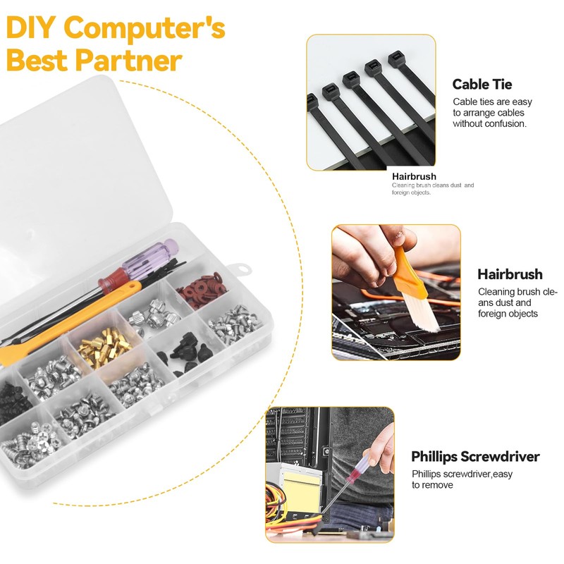 Yuhtech 330 Pcs Computer Screws Assortment Kit, PC Schrauben Set,