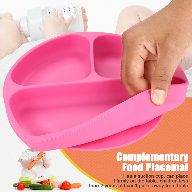 Silicone Divided Toddler Plates DIY Complementary Food Placemat Suction Cup
