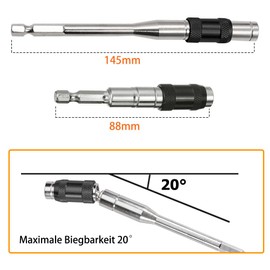 Saipor Magnetic Spindle Drill Bit 88 + 145 mm Length Extension Bit Holder 1/4 Inch Hex Shank Quick Change Swivel Bit Holder Pivot Drill Bit Holder for Cordless Screwdrivers Pack of 2