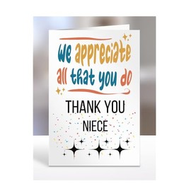 Thank you card for NIECE, We appreciate all that you do, Apppreciation, Thoughtful Gesture, Birthday, Gifts for Men or Women, Presents for Christmas, A5-66_139