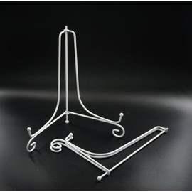 Tincogo (2 pack) 10" Iron Large Plate Stand, White Iron Easel Plate Display Photo Holder Stand, Displays Picture Frames, Cookbooks, Decorative Plates, Tablets and Art