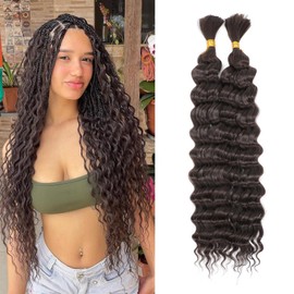 TAOYEMY Deep Wave Bulk Braiding Hair 20 Inches 120 g (1 Pack - 2 Bundles) Bundled Mixed Hair for Braiding Hair No Weft Boho Braids Wet and Wavy Synthetic Hair Extensions (4#, 20 Inches)