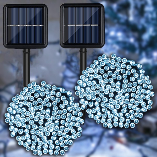 YAOZHOU Solar Christmas String Lights Outdoor Waterproof, 2Pack Total 144FT