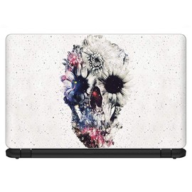 13 inch Universal Laptop Notebook Skin Vinyl Sticker Cover Decal Fits 13 Inch HP Lenovo Apple Mac Dell Compaq Acer - Flower Skull