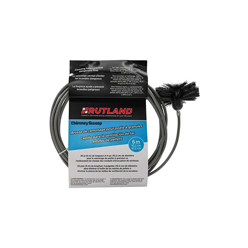 Rutland 4-Inch Pellet Stove/Dryer Vent Brush with 20-Feet Handle