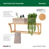 ClosetMaid Bamboo Wall Shelf with Towel Bar, Wall Mount Storage