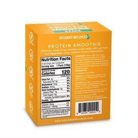 Designer Wellness Protein Smoothie, Real Fruit, 12g Protein, Low Carb, Zero Added Sugar, Gluten-Free, Non-GMO, No Artificial Colors or Flavors, Peach Mango, 24 Count