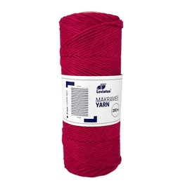 LEVIATAN Natural Macrame Yarn - 200 m Super Soft Macrame Cord with 3 mm Single Twist - 100% Macrame Cotton Cotton Thread Rope for Crafts, Weddings and Christmas Decorations Dark Red
