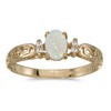 10k Yellow Gold Oval Opal And Diamond Ring (Size 7)