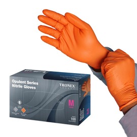 TRONEX Opulent Series Disposable Nitrile Gloves, Heavy Duty, 8 Mil, Latex & Powder-Free, Diamond Texture, Food Safe, Orange (100, 2X-Large)