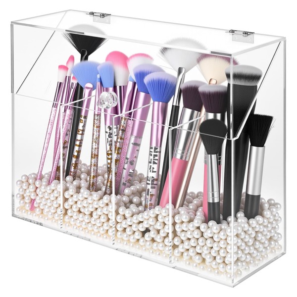 Clear Acrylic Makeup Organizers - 4 Compartment Acrylic Vanity Organizer