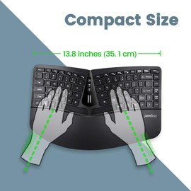 Perixx PERIDUO-606 Wireless Mini Ergonomic Keyboard with Portable Vertical Mouse - Adjustable Palm Rest Stand - Membrane Low Profile Keys - US English