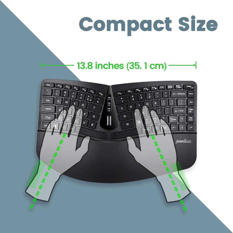 Perixx PERIDUO-606 Wireless Mini Ergonomic Keyboard with Portable Vertical Mouse