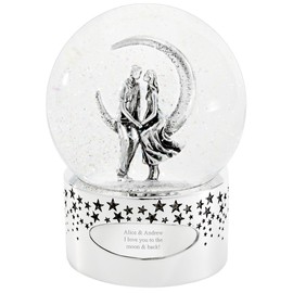 Things Remembered Engraved Moonlight Couple Musical Snow Globe (Free Customization), Plays Clair De Lune Music