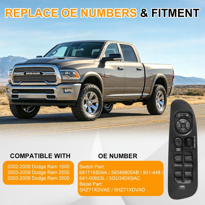 MMOWW Master Power Window Switch with Bezel Compatible with 2002-2009