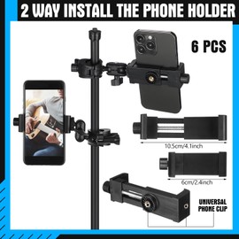 Kingdder 6 Pack Mic Stand Phone Holder Music Stand Holder Adjustable 360° Swivel for Microphone Mount Phone Clamp Mount for Concert Lecture Live