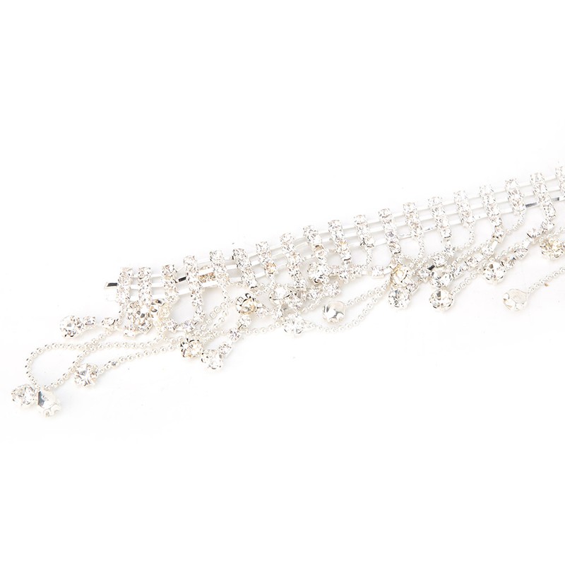 DIY Handmade Crystal Glass Rhinestones Trimming Sewing Tassel Chain Clothes