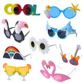 UieaMsio Party Glasses, 9 Pairs of Funny Sunglasses, Party Sunglasses for Leisure Use, Hawaiian Glasses, Party Accessories, Novelty Party Glasses for Children, Teenagers and Adults