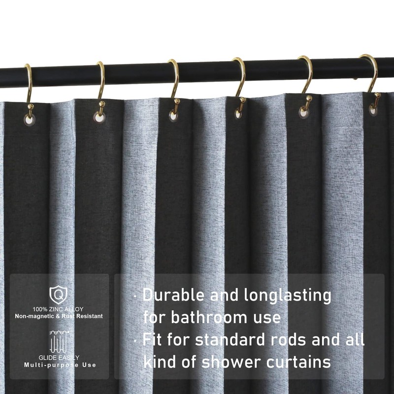 EleCharm Shower Curtain Hooks, Set of 12 Rust Proof S