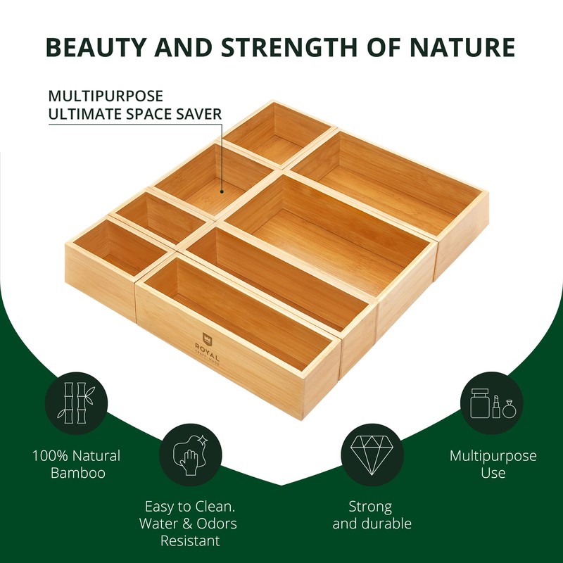ROYAL CRAFT WOOD Bamboo Jewelry Organizer Box & Chests Set
