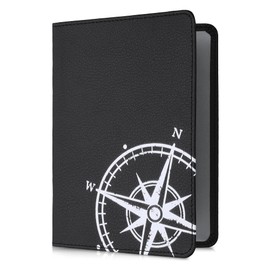 kwmobile Vehicle Registration Certificate Case with Card Slots - Faux Leather Case Italian Registration Certificate - Compass Vintage White Black, white black, Compass Vintage 02-01