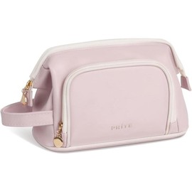 Makeup Bag Portable Travel Cosmetic Bag for Women, Beauty Zipper Makeup Organizer PU Leather Washable Waterproof (Light Blue) - Color: 006 Pink