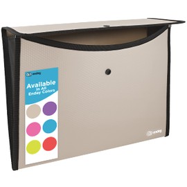 Square Flap Document Holder Grey, Expanding File Folder, A4 Letter Size Reusable Filling Envelopes, Snap Closure Wallet File Pouch Also Available in Pink, Purple, Green, Red, Blue, 1 Pc– by Enday