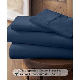 Giza Cotton Sheet RV Short Queen - 1000-Thread-Count Giza-Egyptian-My-Sheets-Pillow 100% Egypt Grown Long Staple Cotton Soft, 10-Inch Deep Pockets 4-PC 1000TC Sheet Set - Mediterranean Blue