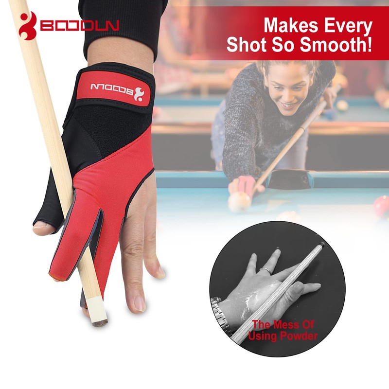 Billiard Pool Gloves for Left Hand 3 Finger, Splicing Process,
