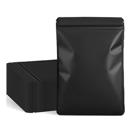 JCUGSBS Pack of 100 Resealable Odour-Proof Bags, Foil Bags, Flat Ziplock Bags for Daily Life or Party Items (2.4 x 3.1 Inches, Black)
