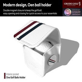 CRODE Golf Ball Bag and Tee Holder with Ball Marker, 3 in 1 Golf Ball Storage Carry Pouch, 1-Ball Capacity, Premium Leather