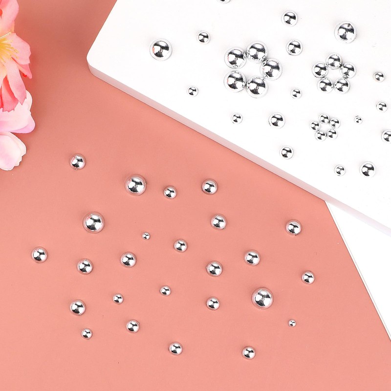 2-8mm 1000pcs Imitation Silver Beads Hemisphere Flat Back Beads for