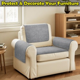 Couch Arm Covers, Waterproof Armrest Cover for Sofa, Armchair, Loveseat, Non-Slip Recliner Arm Cover, Sofa Arm Covers, Headrest Covers, Arm Chair Covers Set of 2 (Gray, 24"×20")