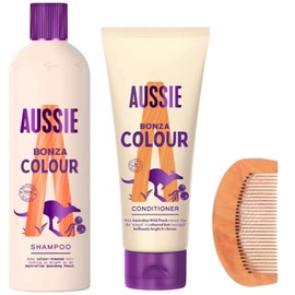 Colour Safe Aussie Bonza Shampoo Conditioner Set with 1x Aussie Colour Mate Shampoo 300ml, 1x Colour Mate Conditioner 200ml, 1x CHG Hair Comb - Coloured Hair Protection, Women Dull Hair, Clean Shine