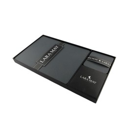 Sets of 4 Slate Grey Recycled Leather Placemats (28cm x 21cm) and 4 Recycled Leather Coasters. Made in The UK by Lara-May.