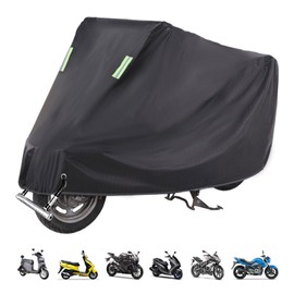 Motorcycle Cover Waterproof Motorcycle Tarpaulin Bicycle Motorcycle Garage Tarpaulin Indoor UV-Resistant Cover for Motor Moped Scooter Motorcycle Tarpaulin with Locking Holes 255 x 90 x 125 cm
