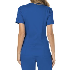 Cherokee Scrubs for Women Mock Wrap Top with 3 Pocket, Back Princess Seams WW610, XL, Royal