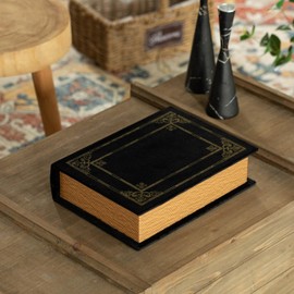 Decorative Vintage Book Shaped Trinket Storage Box - Black