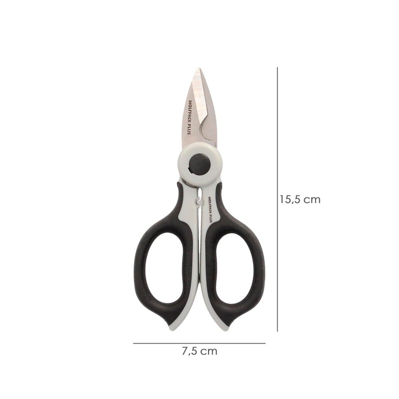 Electrician Scissors 155 mm. TPR Plus No Tension Handle, Stainless