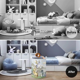 Clastyle 45L Kids Cute Dragon Nursery Hamper Mountain Tree Dirty Clothes Collapsible Laundry Basket Round Cloud Toys Storage Basket with Drawstring