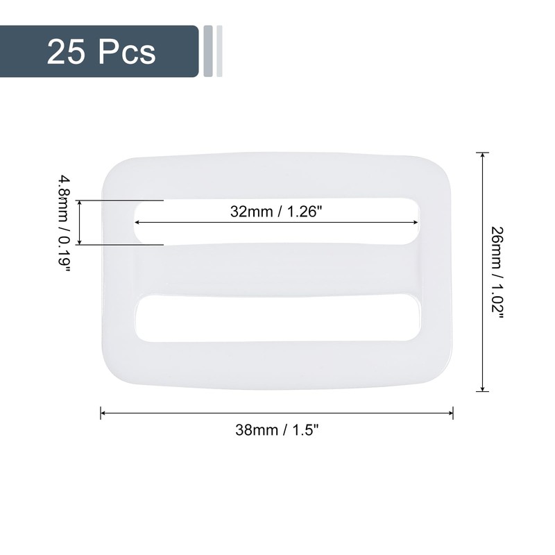 sourcing map 25Pcs Plastic Slide Buckle, 1" Tri-Glides Slides, Adjustable