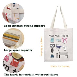 Volleyball Lovers Tote Bag Volleyball Player Gift Coquette Bow Volleyball Gift Coach Gift Sport Season Gift Meet Me At The Net Shoulder Bag (Net Tote)